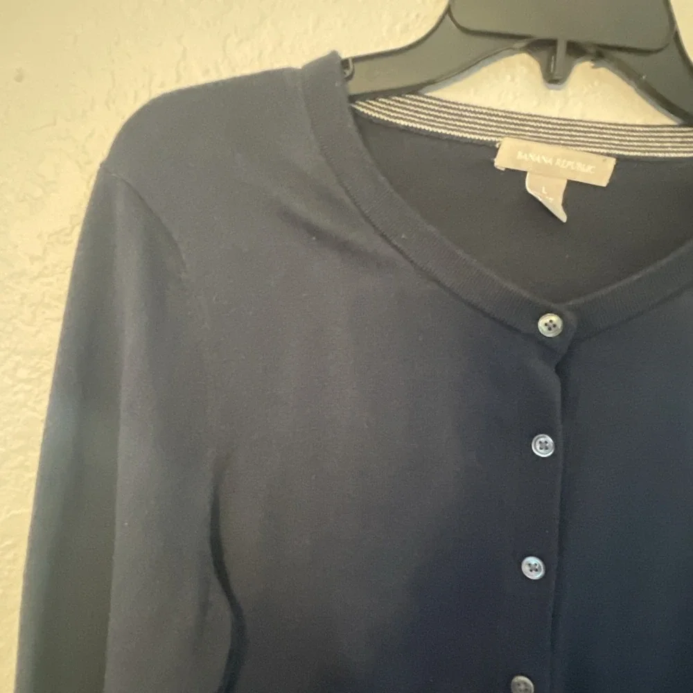 Banana Republic Sweater Womens Large Navy Blue Button Up Cardigan